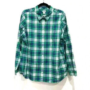 L.L Bean Blue, Green White Plaid Long Sleeve Button Shirt XL